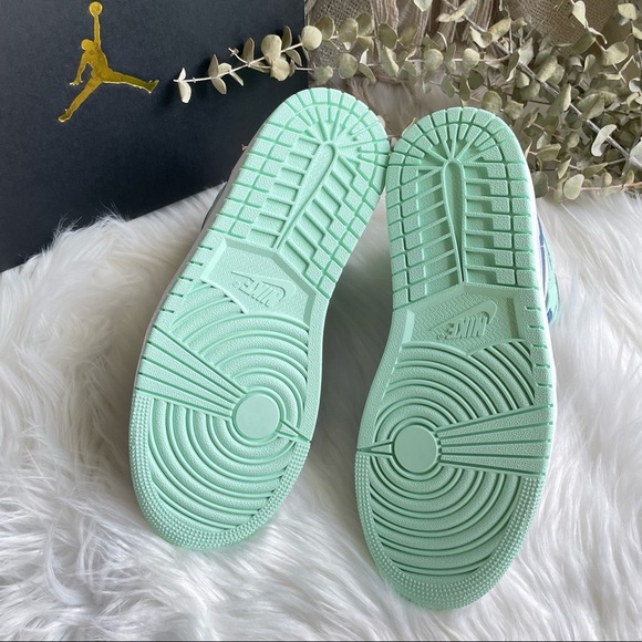 Nike Air Jordan 1 Mid Shoes Mystic Navy White Mint Foam PRICE FIRM - Picture 10 of 15